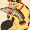 Aesthetic Cat With Fish Diamond Paintings