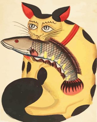 Aesthetic Cat With Fish Diamond Paintings