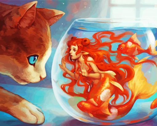 Cat With Mermaid Diamond Paintings