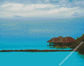 Cottage By The Blue Sea Diamond Paintings