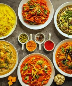 Curry Overhead Indian Food Diamond Paintings