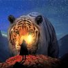 Man And Tiger In Night Diamond Paintings