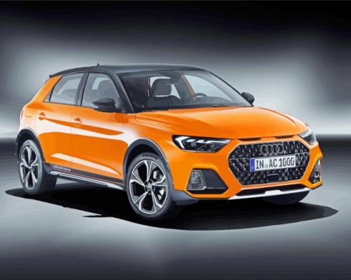 Orange Car Audi A1 Diamond Paintings