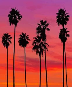 Palm Trees In California Sunset Diamond Paintings