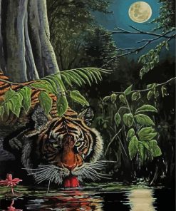 Tiger In The Night Diamond Paintings