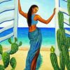 Woman And Door Beach Diamond Paintings