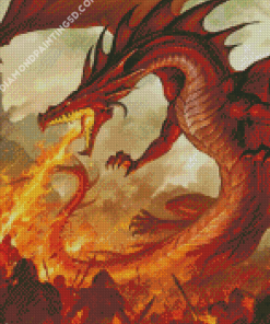Dragon Breathing Fire Diamond Paintings