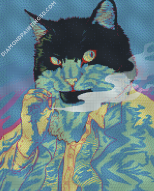 Aesthetic Smoking Cat Art Diamond Paintings