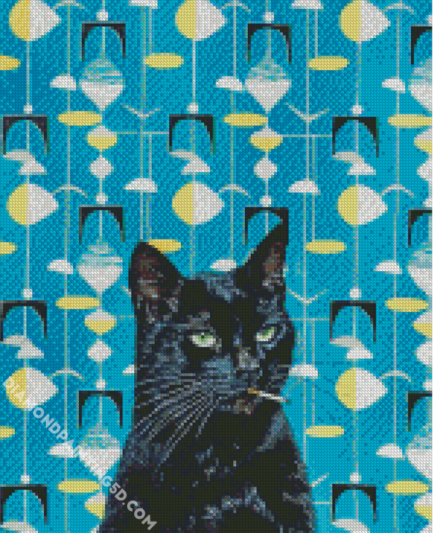 Mid-century modern cats reto beginner cross stitch kit