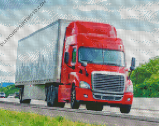 Red Semi Truck Diamond Paintings