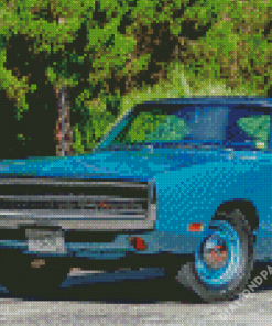 Blue Dodge Challenger 1970 Diamond Paintings