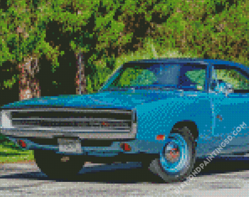 Blue Dodge Challenger 1970 Diamond Paintings