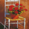 Red Flowers Vase On A Chair Diamond Paintings