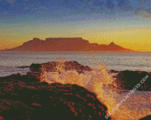 Table Mountain National Park At Sunset Diamond Paintings