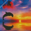 Dolphin Silhouette At Sunset Diamond Paintings