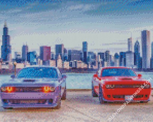 Purple Red Dodge Hellcat Diamond Paintings