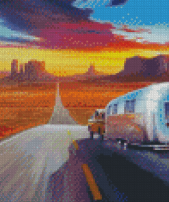 Airstream On Road Diamond Paintings