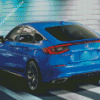 Blue Honda Hatchback Car Diamond Paintings