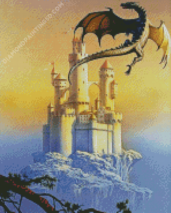 Dragon And Castle Art Diamond Paintings