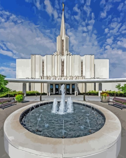 Jordan River Utah Temple And Fountain Diamond Paintings