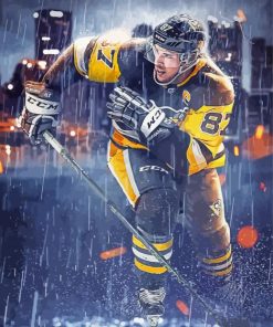 NHL Player Under Rain Diamond Paintings