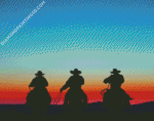 Cowboys And Horses Silhouette Diamond Paintings