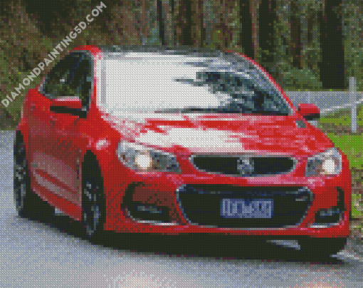 Red Holden Commodore On Road Diamond Paintings