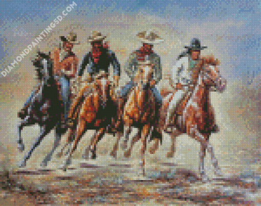 The Cowboys And Horses Art Diamond Paintings