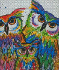 Abstract Owls Family Diamond Paintings