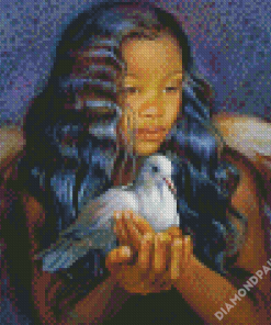 Little Girl Holding Dove Art Diamond Paintings