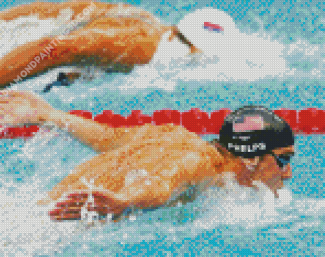 Swimmers In Swimming Competition Diamond Paintings