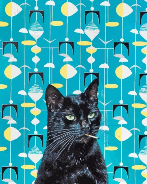 Black Smoking Cat Diamond Paintings