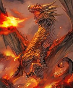 Cool Dragon Breathing Fire Diamond Paintings