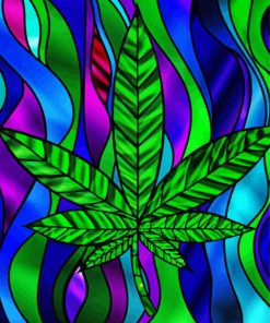 Green Marijuana Leaf Art Diamond Paintings