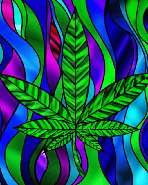 Green Marijuana Leaf Art Diamond Paintings