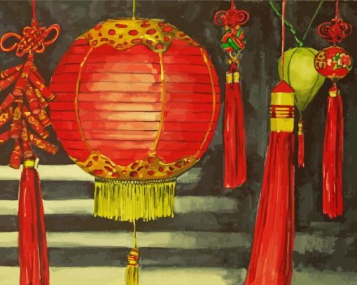 Japanese Paper Lanterns Art Diamond Paintings