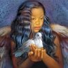 Little Girl Holding Dove Art Diamond Paintings