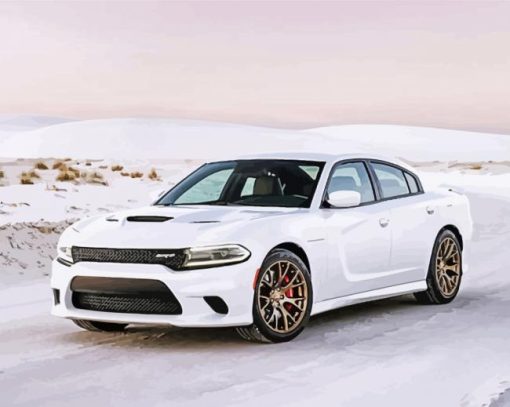 White Dodge Hellcat Diamond Paintings²