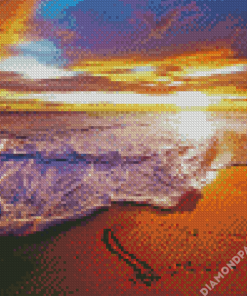 Beach With Heart Sunset Diamond Paintings