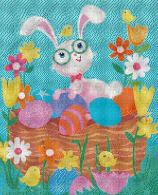 Bunny With Eggs Diamond Paintings