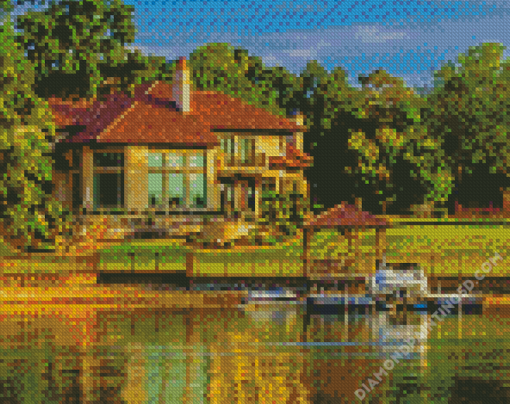 House By A Lake Diamond Paintings