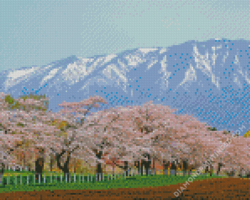 Japan Cherry Blossom Garden Landscape Diamond Paintings