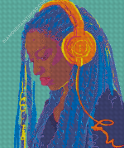 Cool Afro Girl With Headphones Diamond Paintings