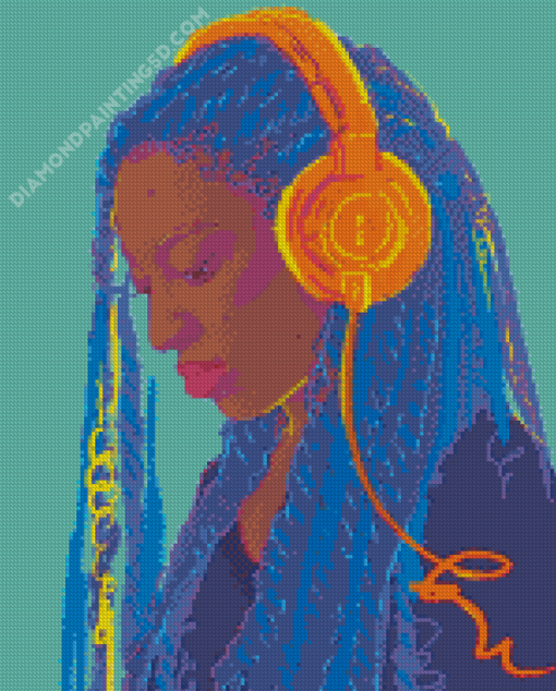 Cool Afro Girl With Headphones Diamond Paintings