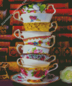 Stacked Teacups Diamond Paintings