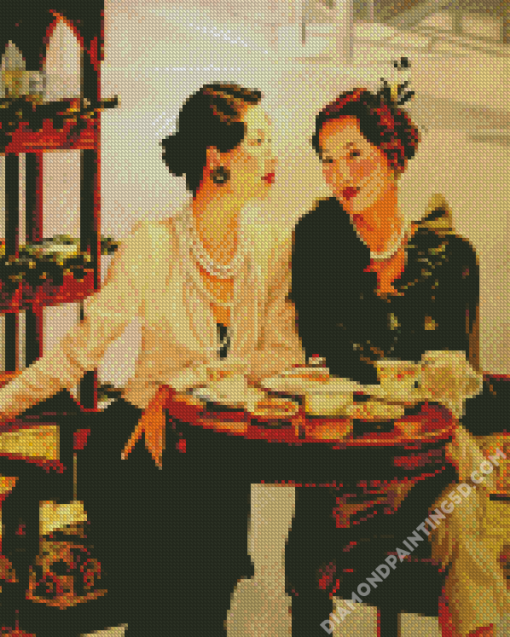Classic Women Drinking Coffee Diamond Paintings