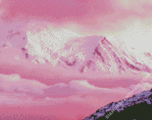 Snowy Mountains Pink Landscape Diamond Paintings