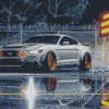 White Ford Mustang Car Diamond Paintings