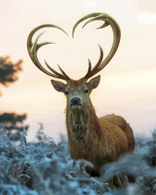 Beautiful Deer Heart Diamond Paintings