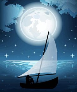 Boat Moon Illustration Diamond Paintings